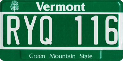 VT license plate RYQ116
