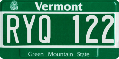 VT license plate RYQ122