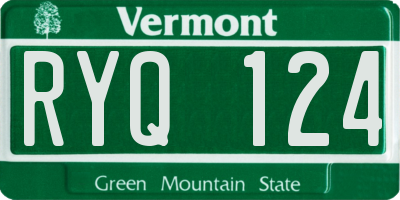 VT license plate RYQ124
