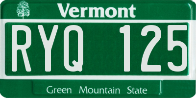 VT license plate RYQ125