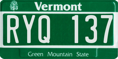 VT license plate RYQ137