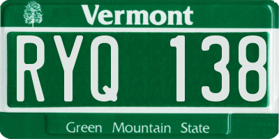 VT license plate RYQ138