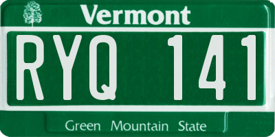 VT license plate RYQ141