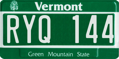 VT license plate RYQ144