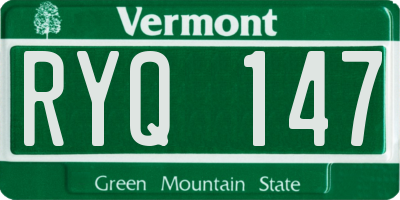 VT license plate RYQ147