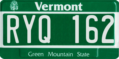 VT license plate RYQ162