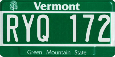 VT license plate RYQ172