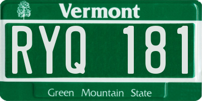 VT license plate RYQ181