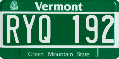 VT license plate RYQ192