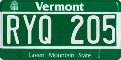VT license plate RYQ205