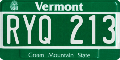 VT license plate RYQ213