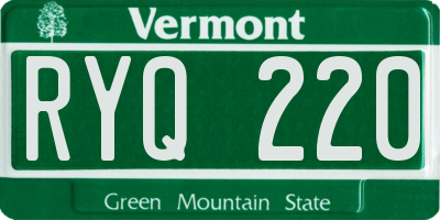 VT license plate RYQ220