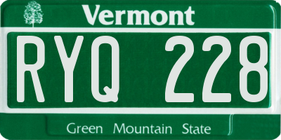 VT license plate RYQ228