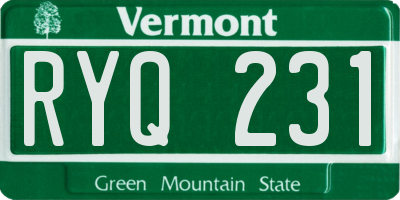 VT license plate RYQ231