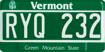 VT license plate RYQ232
