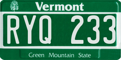 VT license plate RYQ233