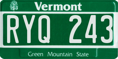 VT license plate RYQ243