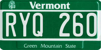 VT license plate RYQ260
