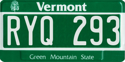 VT license plate RYQ293