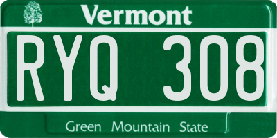 VT license plate RYQ308