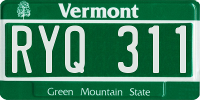 VT license plate RYQ311