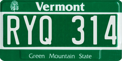 VT license plate RYQ314