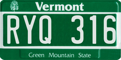 VT license plate RYQ316