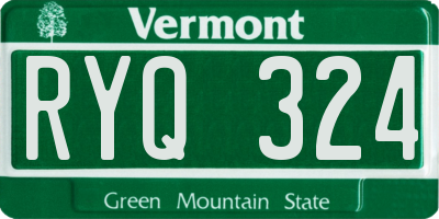 VT license plate RYQ324