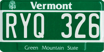 VT license plate RYQ326
