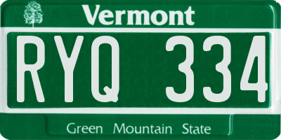 VT license plate RYQ334