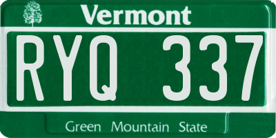 VT license plate RYQ337