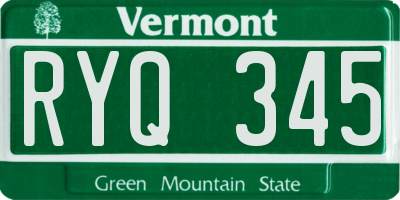 VT license plate RYQ345