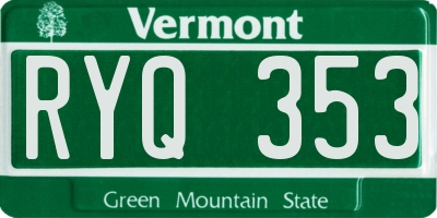 VT license plate RYQ353