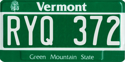 VT license plate RYQ372