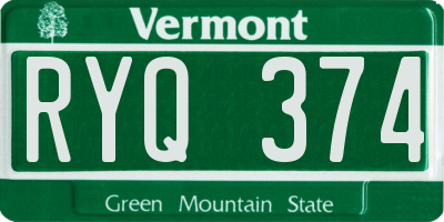 VT license plate RYQ374