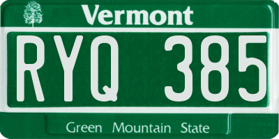VT license plate RYQ385