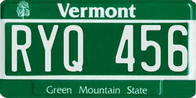 VT license plate RYQ456