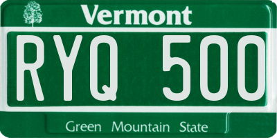 VT license plate RYQ500