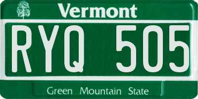 VT license plate RYQ505
