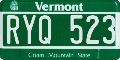VT license plate RYQ523