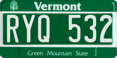 VT license plate RYQ532