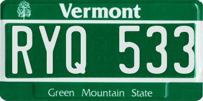 VT license plate RYQ533