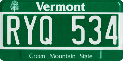 VT license plate RYQ534