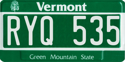 VT license plate RYQ535
