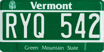 VT license plate RYQ542