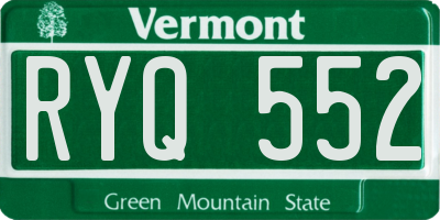 VT license plate RYQ552