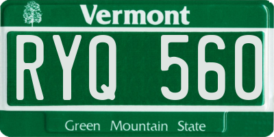 VT license plate RYQ560
