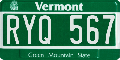 VT license plate RYQ567
