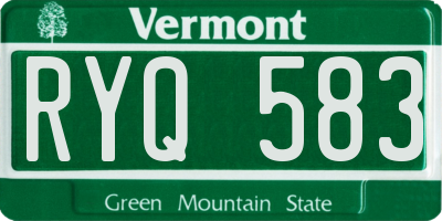 VT license plate RYQ583
