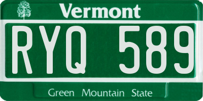 VT license plate RYQ589
